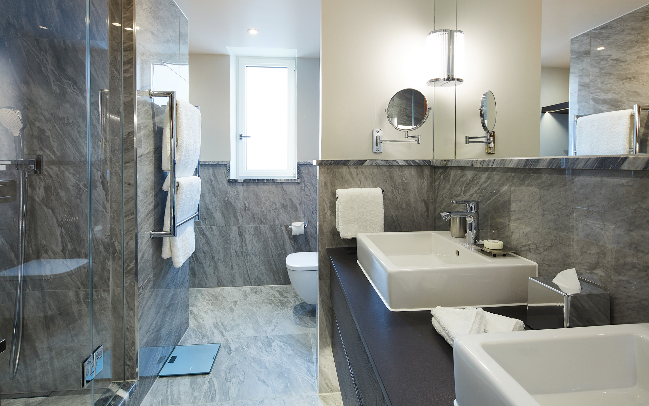 Cheval Gloucester Park Penthouse Grey Marble Bathroom