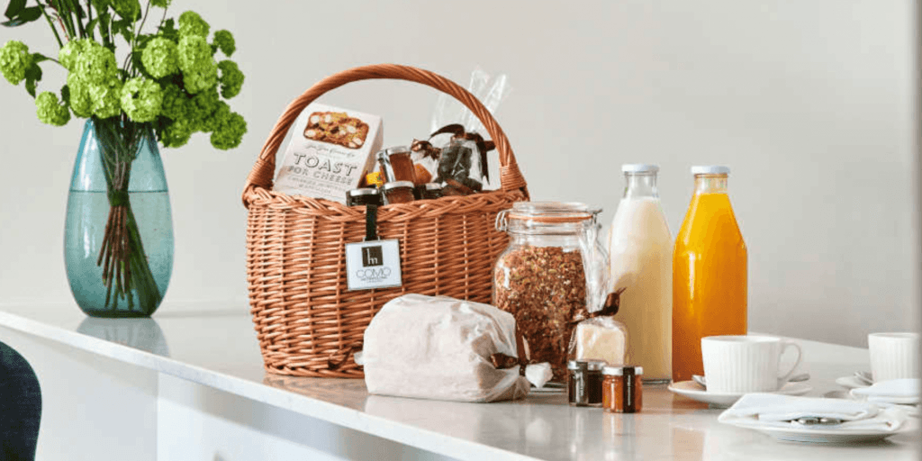 kitchen with welcome hamper