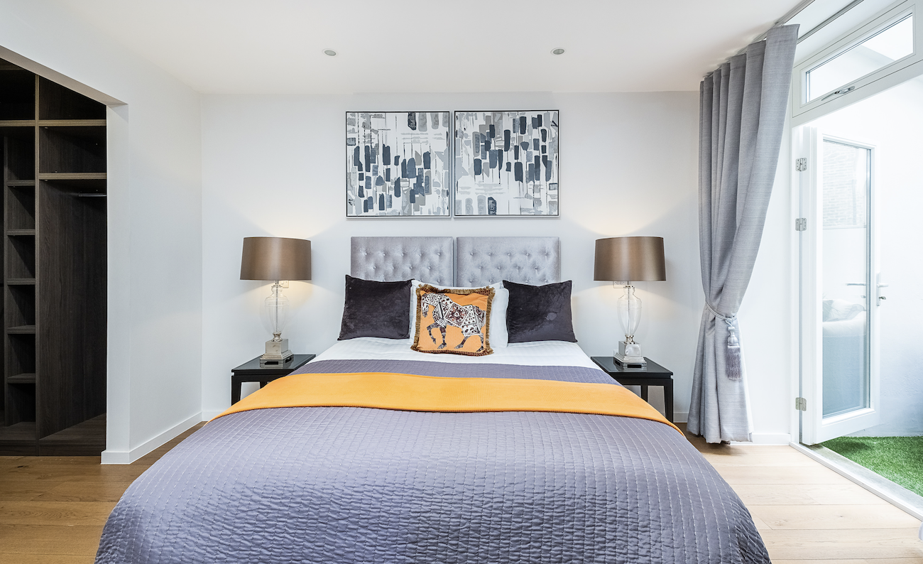 LAK Ashburn Gardens Luxury Apartments bedroom with terrace