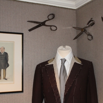 Tailor's dummy display with scissors